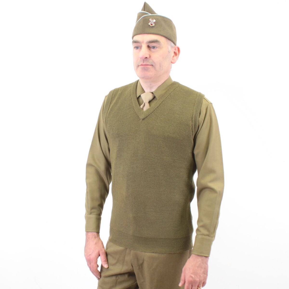 40s WWⅡ BRITISH ARMY KNIT タンクトップ 希少 M442 Replica US Army WW2 Sleeveless Sweater 1940 V Neck Knitted Tank