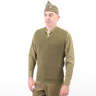 40s WWⅡ BRITISH ARMY KNIT タンクトップ 希少 M442 Replica US Army WW2 Sleeveless Sweater 1940 V Neck Knitted Tank