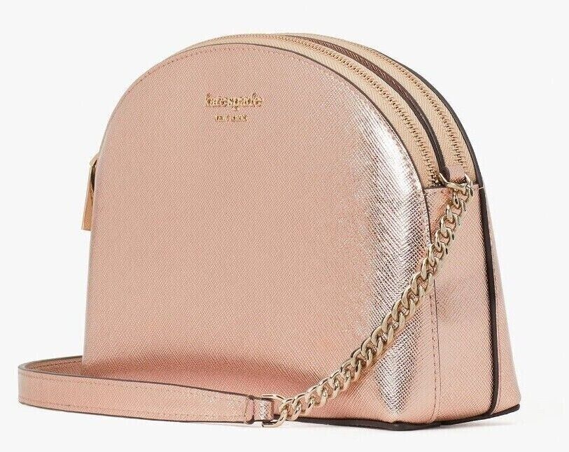 Kate Spade Spencer Metallic Rose Gold Leather Double Zip Kate Spade Spencer Metallic Rose Gold Leather Double Zip