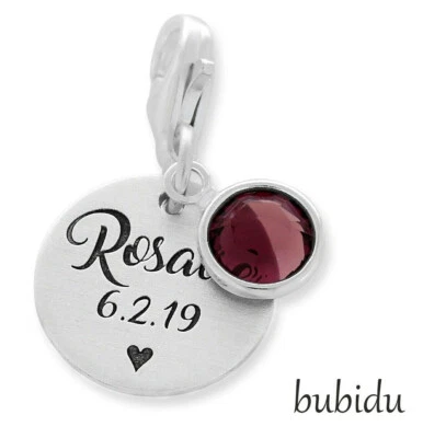 GALWANI Charm Anhänger Gravur Name 925 Sterling Silber Geschenk zur Geburt Baby