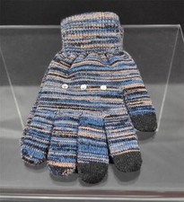 New Varigated Blue Tan Black 3 Finger Texting Gloves Rhinestone Trim B14