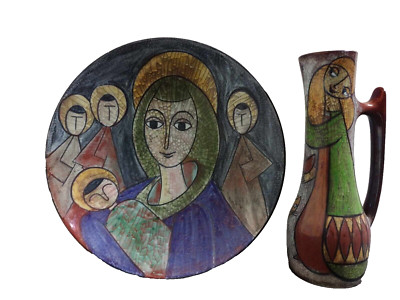 Marianne Starck for Michael Andersen Ceramic Vase and Plate SET of 2