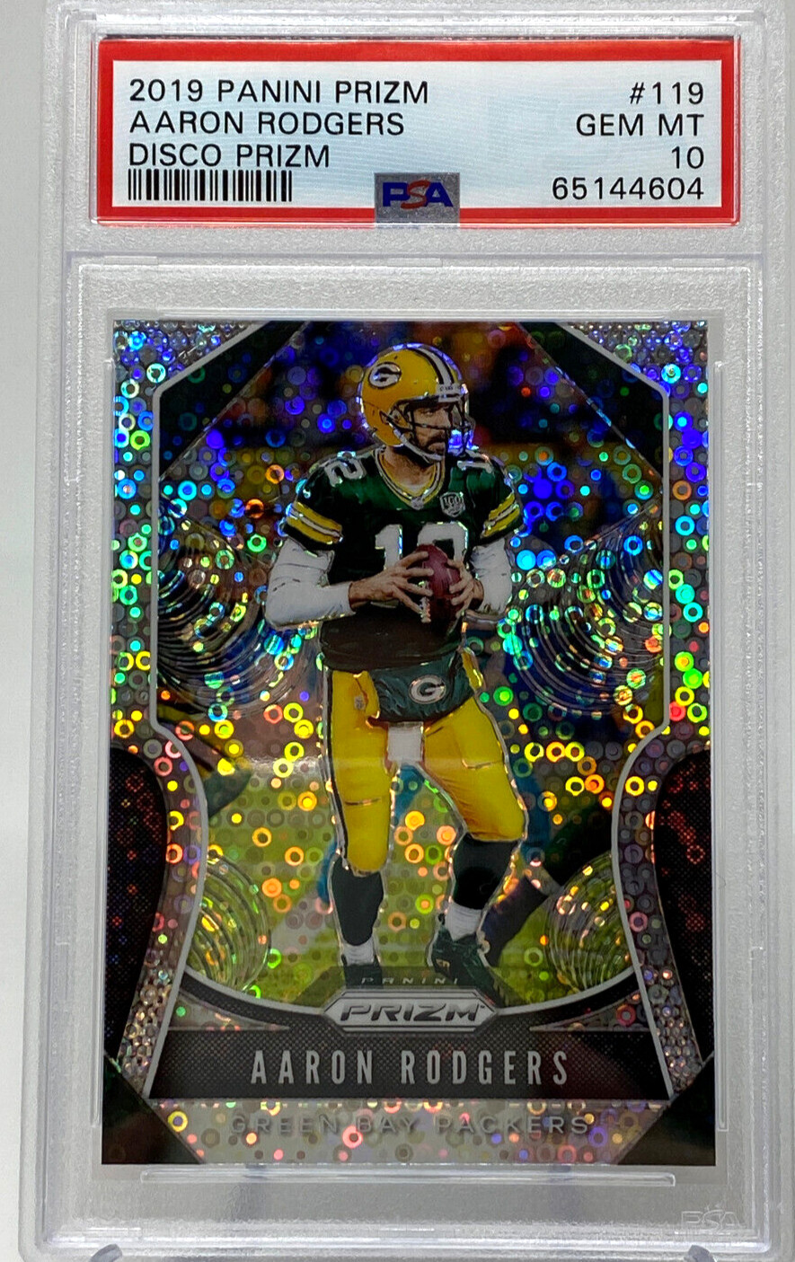 2019 Panini Prizm #119 Aaron Rodgers DISCO PRIZM ~ PSA 10 ~ POP 3