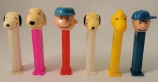 Set of Six Peanuts Pez Dispensers - Charlie Brown (2), Snoopy (3) and Woodstock