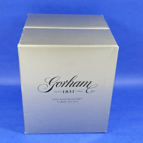 4 copas de cristal Gorham Lady Anne 11 oz con caja 8" cristal de plomo agua de vino - Imagen 2 de 11