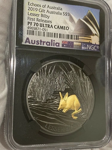 2019 GILT Australia Echoes Lesser Bilby 1oz Silver $5 NGC PF70 ULTRA CAMEO LOC4*