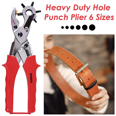 Amtech Revolving 6 Hole Size Punch Puncher Plier Belt Leather Canvas Eyelet Tool