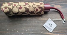 Coach Signature Khaki/saddle Mini Umbrella NWT