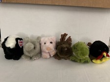 Puffkins Vintage Lot of 6 Plush with Tags 90s Elephant Pig Skunk Moose Alligator