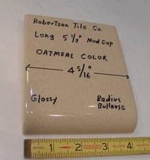 1 pc. Radius Long Bullnose: Oatmeal Glossy Ceramic Tile by Robertson 4-5/16"