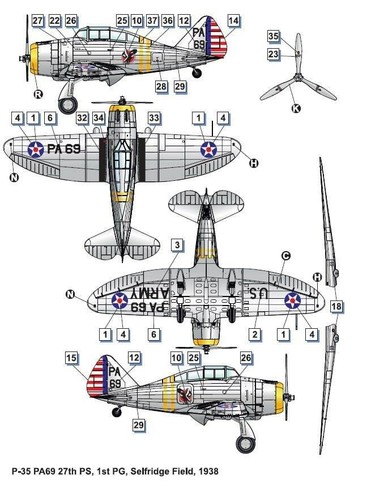 Seversky P-35 plastic model kit military aircraft scale 1/48 Dora Wings 48012 - Picture 7 of 12