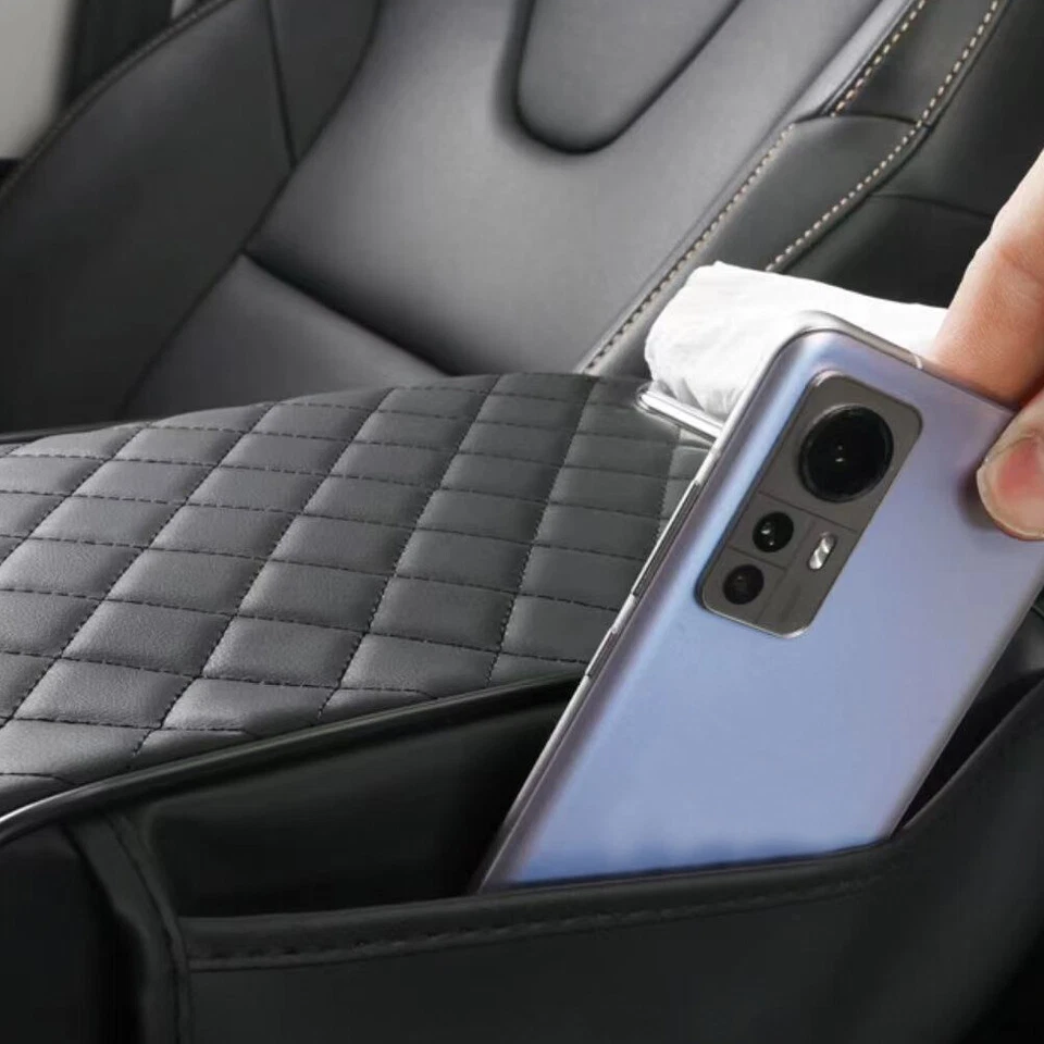 Автоматический подлокотник чехол подушечка центральной консоли коробка PU кожаный коврик автомобильные аксессуары - Изображение 4 из 4