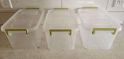 Lot of 3 Sterilite Latching  Lid Box Small Container Totes Clear Lime Green 1714 - Picture 1 of 13