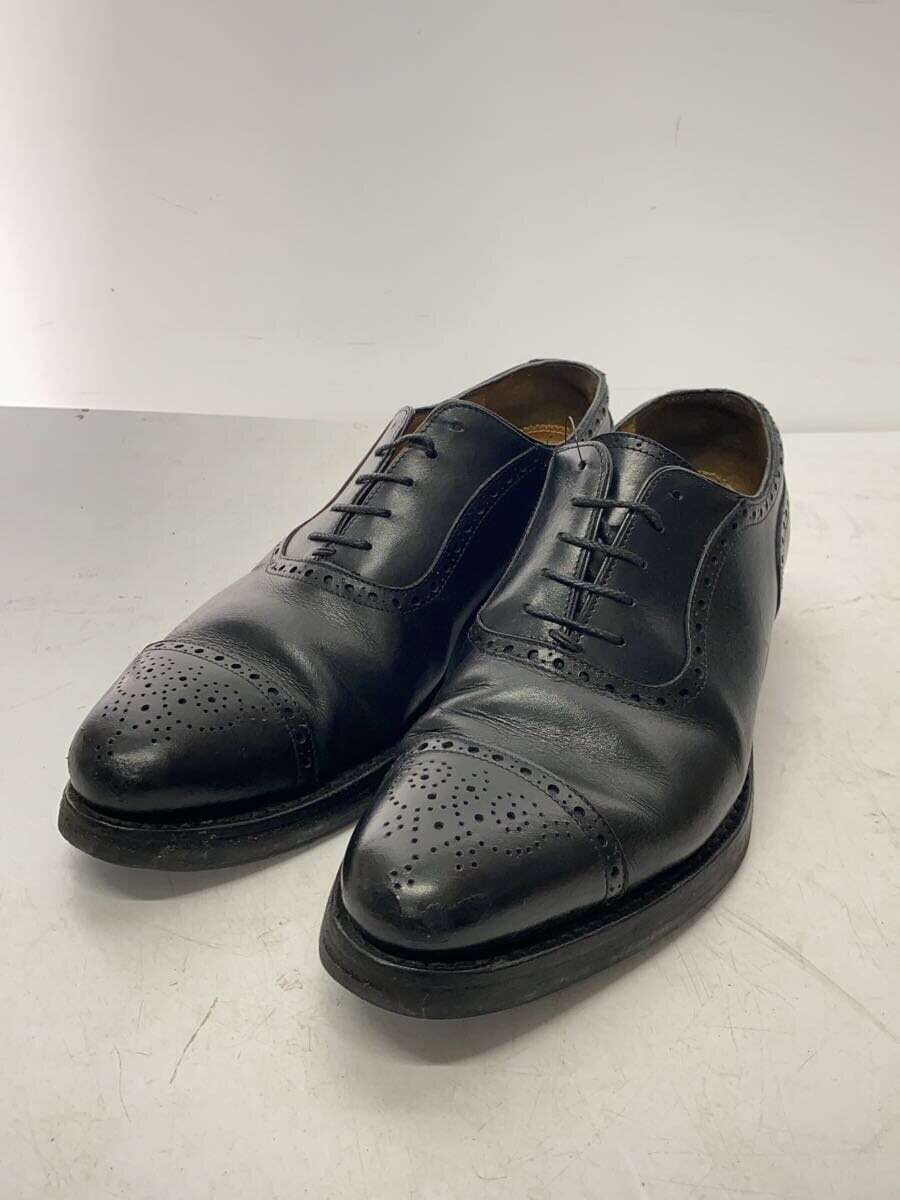 Jalan Sriwijaya Semi Brogue Straight Tip Shoes / Uk7 / Blk / Leath 