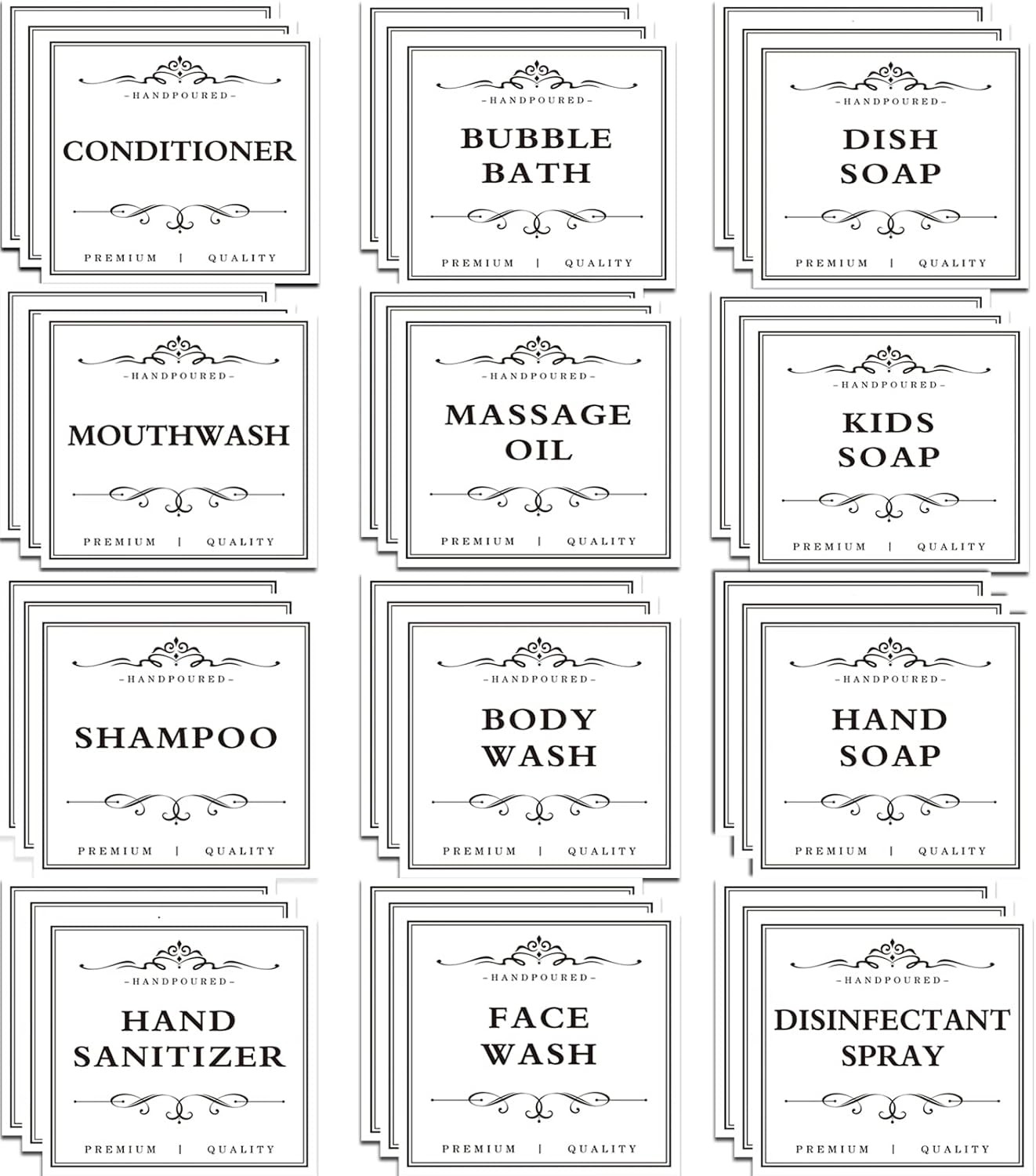 36 PCS Printed Waterproof Labels for Shampoo and Conditioner