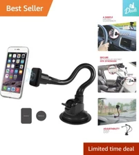 Magnetic Windshield Mount for Cell Phone - Suction Cup Holder with Gooseneck Arm