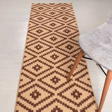 Custom Length Stair Hallway Carpet Runner Rug Non Slip Backing, Kilim, Beige