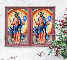 3D Priest Blue Ball ZHUA417 Window Film Print Sticker Cling Stained Glass UV Zoe