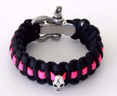 Paracord Survival Bracelet Black Thin Blue Line Police (729728665130)