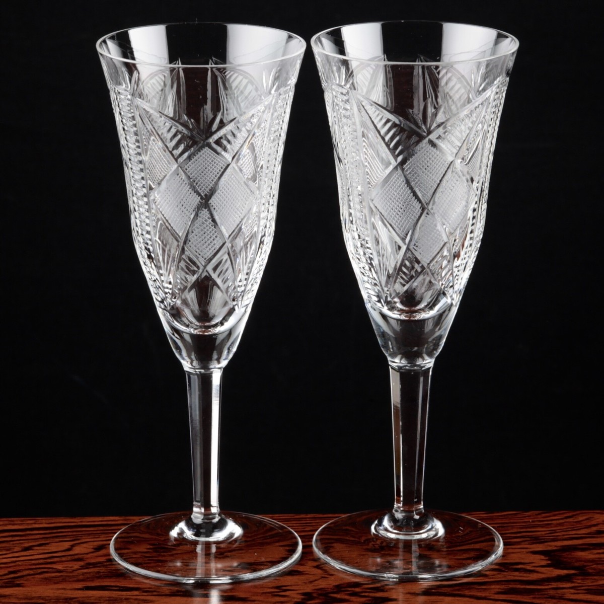 🍾💚 2 alte große Kristall Sektgläser schöner Schliff Gläser alt Vintage 💚🍾