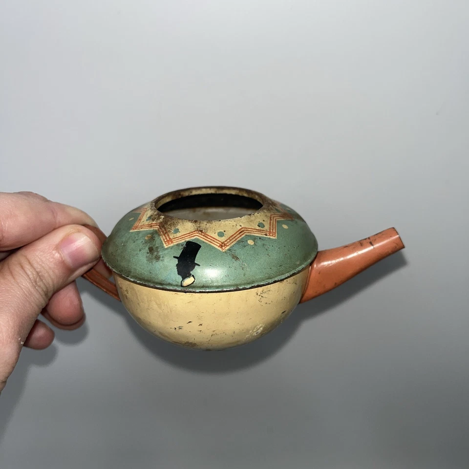 Antiguo juego de té infantil Disney Mickey Mouse Ohio arte lata litografía 1930 tetera Foto 2 de 4