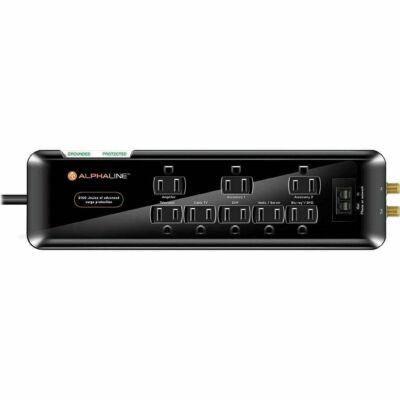 New Alphaline 8-Outlet Advanced Surge Protector 6ft 2160 Joules Coax/Phone