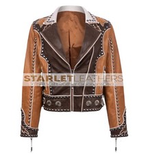 Handmade Women Fringe Short Coat Leather Jacket Biker Motorcycle| Gift For Her |