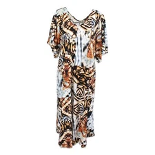 Attitudes by Renee Petite Como Jersey Short Sleeve Jumpsuit Mocha Tribal S New