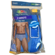 3 Pair Men's Fruit of the Loom Fashion Mid-Rise Briefs Underwear Sz XL (40-42)
