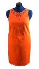 J. Crew Bright Orange Laser Cut Scalloped Hem  sleeveless shift dress US Size 6
