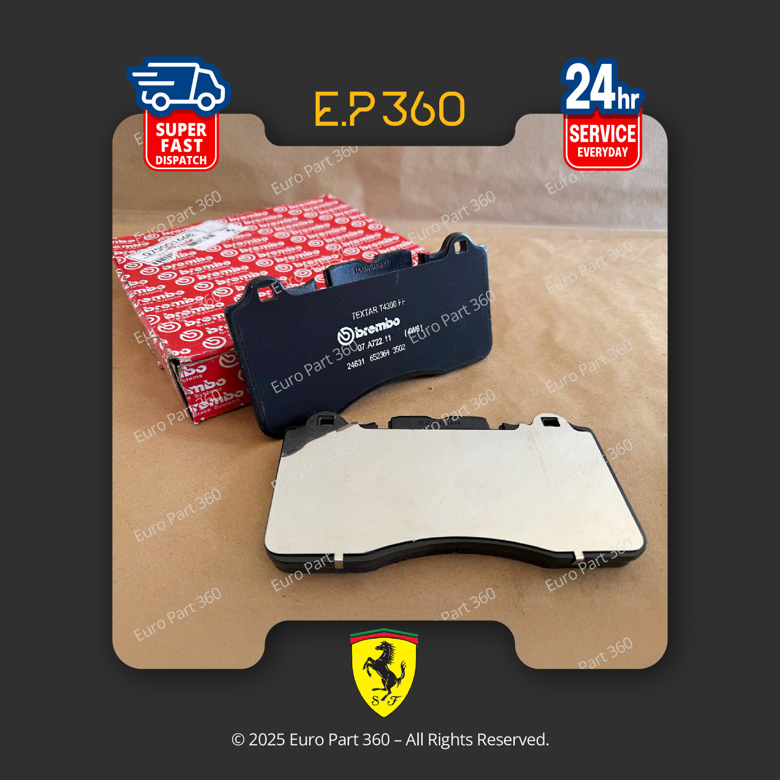 FERRARI 458 ITALIA SPIDER FRONT BRAKE PADS WITH SENSORS 70001668
