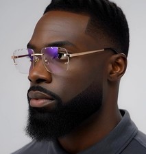 Mens Rimless Clear Tint Square Gold Frame Rectangular Hip Hop Fashion Sunglasses