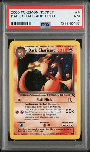 2000 POKEMON ROCKET #4 DARK CHARIZARD-HOLO PSA 7