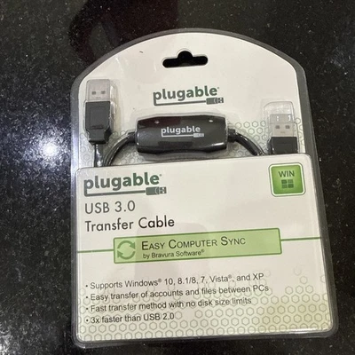 New Plugable USB 3.0 Transfer Cable Unlimited Use Transfer Data 2 Windows - Image 1 of 4