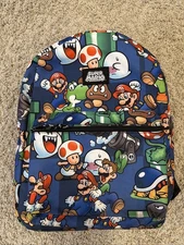Bioworld Nintendo Super Mario 16" All-Over Comic Print Backpack - Blue