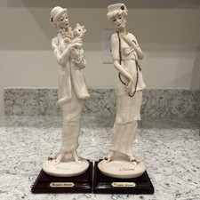 Giuseppe Armani Figurines 1987 “Lady With Chain” & “Lady with Dog” (Retired)