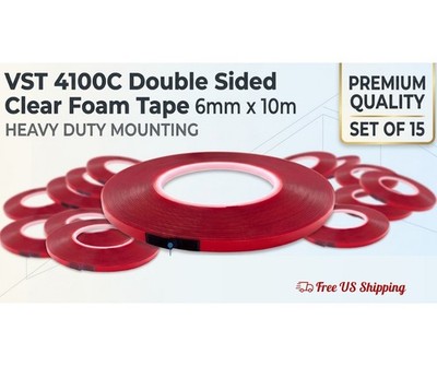 VST 4100C Double Sided Clear Foam Tape Heavy Duty Mounting 6mm x 10m Set of 15