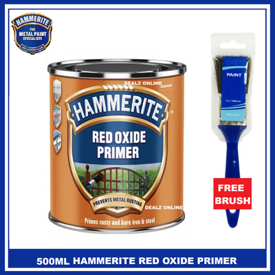 Hammerite Rotoxid Grundierung für Metall Eisen und Stahl 500ml + GRATIS BÜRSTE