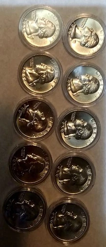 10 X Choice BU 1959-D Washington Silver Quarter  Uncirculated In Airtigh Capsule