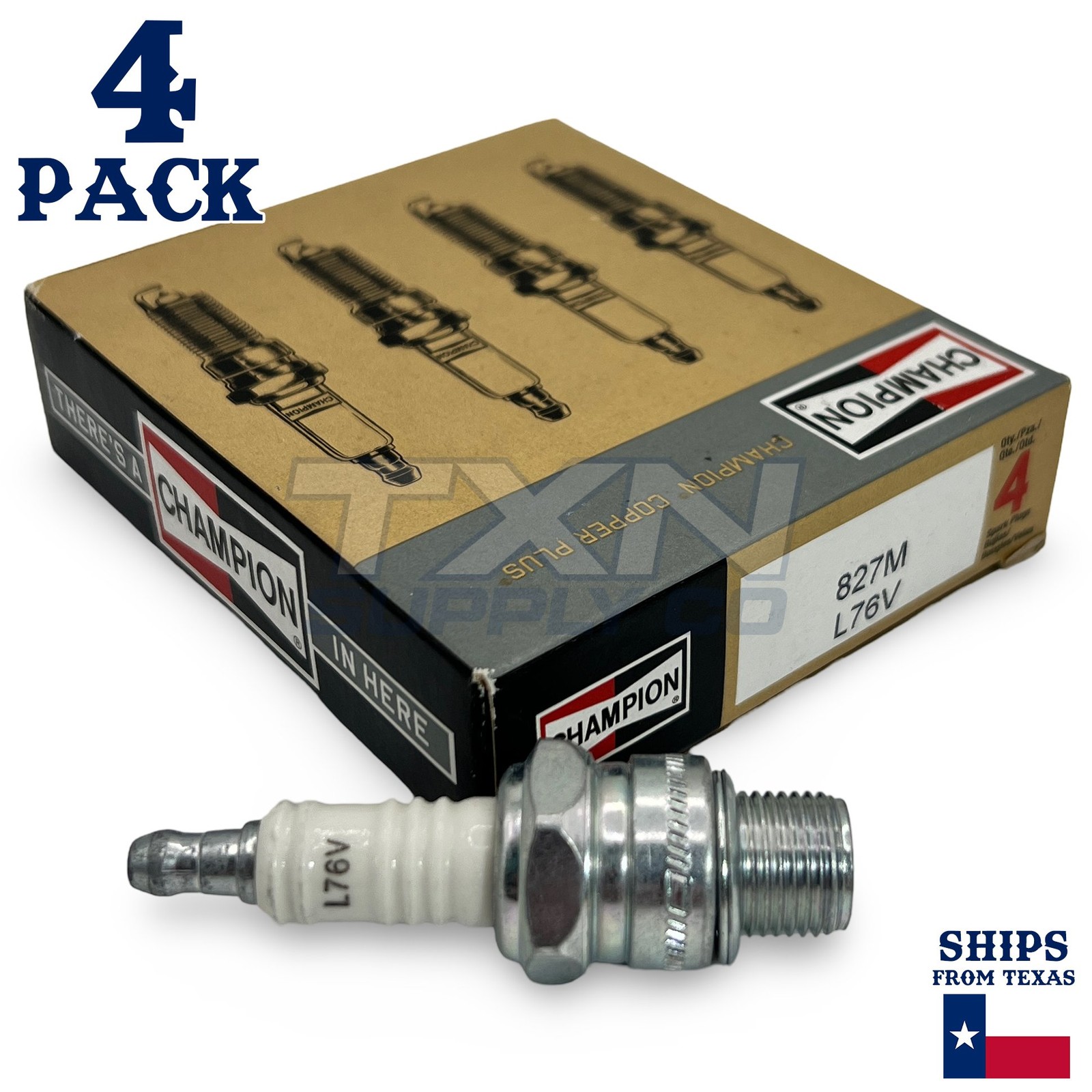 Champion 827M Marine Spark Plug L76V - 4 Pack