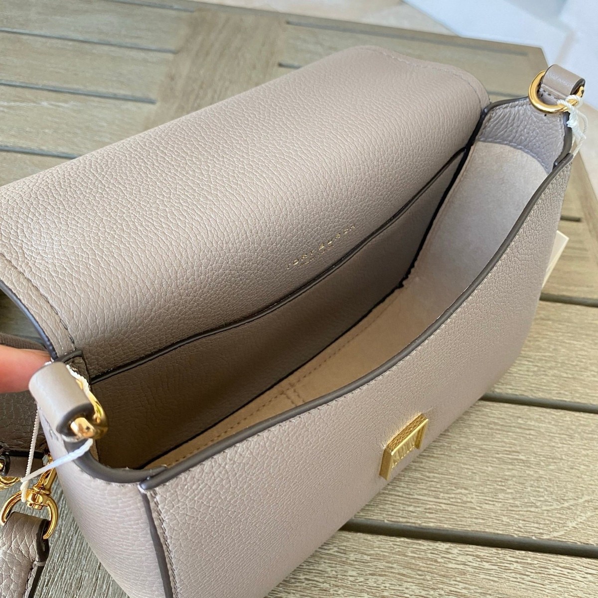Tory Burch THEA FLAP CROSSBODY 144688 Grey Heron | eBay