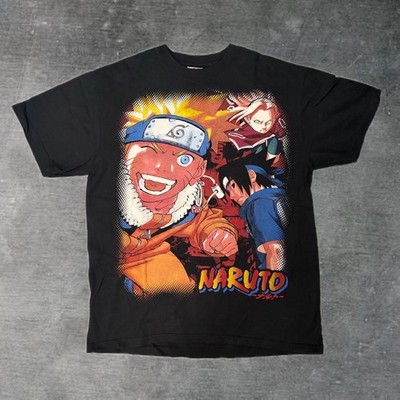Naruto T-shirt Black Cotton Naruto Sakura Sasuke Design