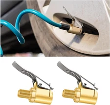 2 Pack Brass Locking Tire Air Chuck Inflator Hose Adapter with Tire Valve Thread
