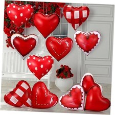 12 Pcs 12'' Valentine's Day Inflatable Hearts Outdoor Red White Retro