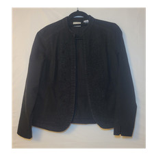 Chico's Travelers Black Open Front Beaded Embroidered Long Sleeve Jacket Sz 0