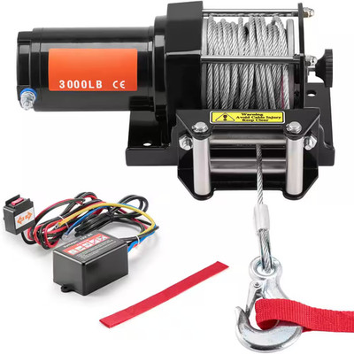 Electric Winch, 3000 Lbs. Line Pull Capacity, 12V DC ATV/UTV Winch with Φ3/16 In