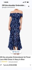 NWT Xscape Floral Dress Womens 18W Navy Blue Pink 3D Applique Midi cocktail new