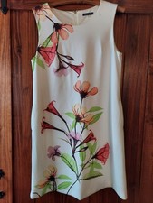Tommy Hilfiger Dress 14 Sleeveless White Floral Pockets Zip Up 