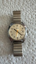 Oris Automatic Date Vintage Swiss Mens Watch Silver Dial Orange Seconds Hand