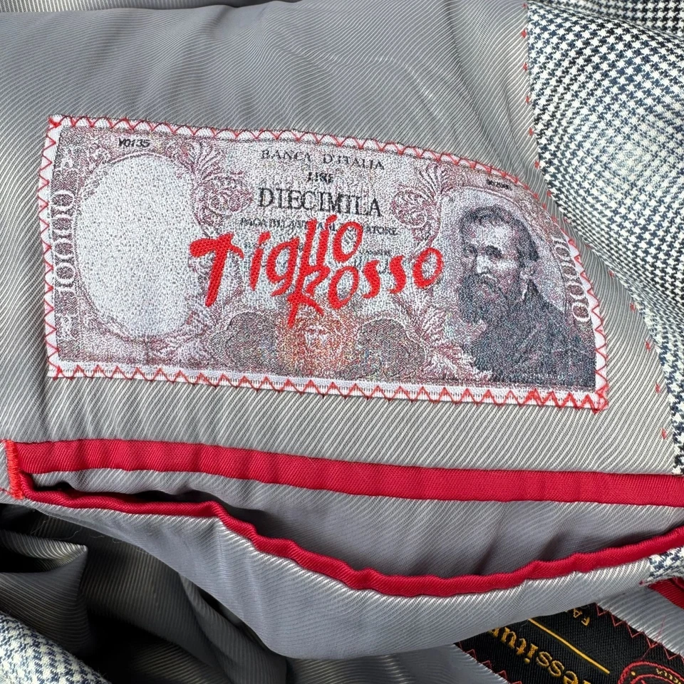 Tiglio Ross Doble Pecho Cuadros Italiano 3 Piezas Traje Conjunto Chaleco Pantalones Para Hombres 40L Foto 2 de 4